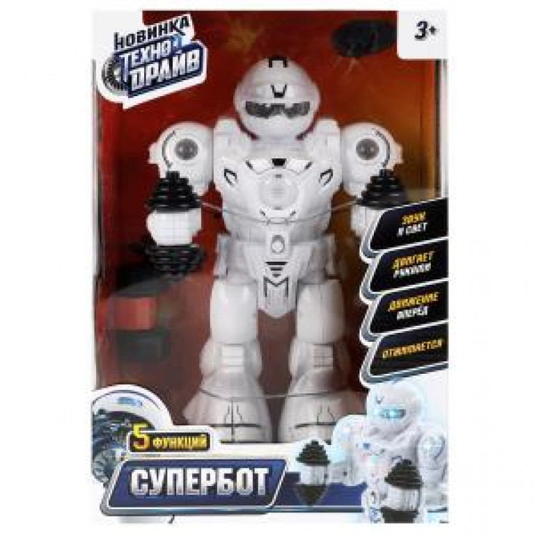 ллллл Робот супербот, свет-звук, движение, кор.20,5*30,7*13,5см ТЕХНОДРАЙВ в кор.2*12шт