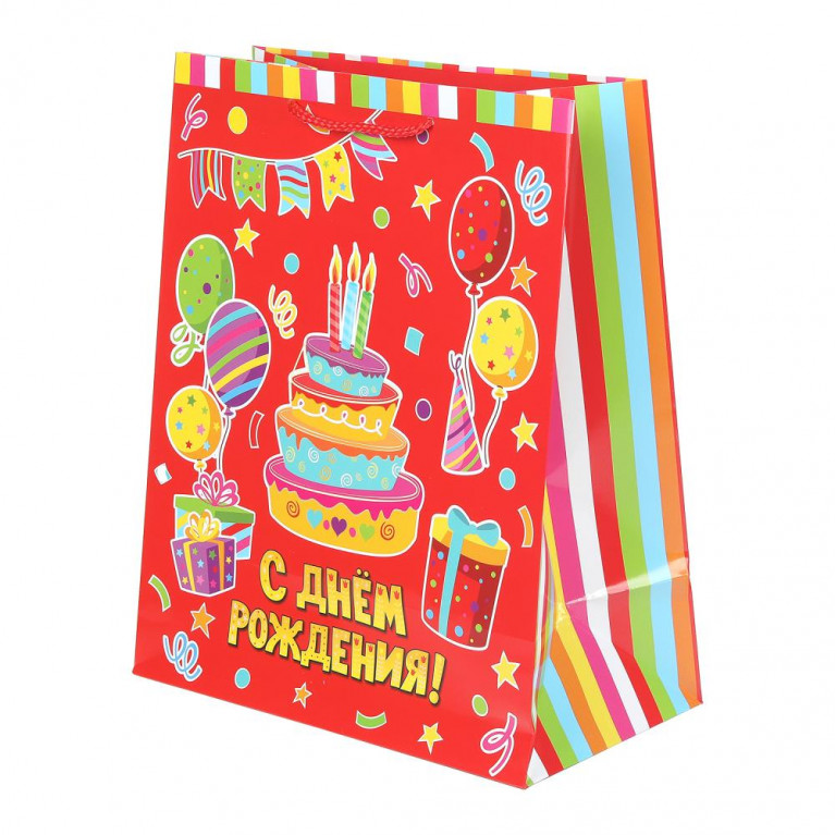 Пакет подарочный глянцевый l,тортик,140 гр/м2 ЧУДО ПРАЗДНИК в кор.10*12шт