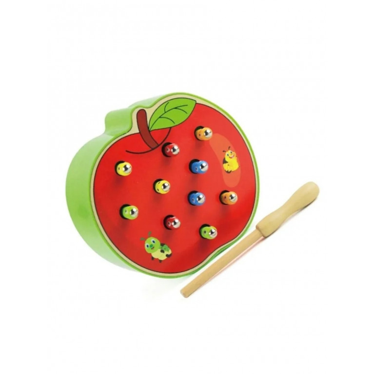 Игрушка Обучающая игра "Поймай червячка" в яблоке, btn-004