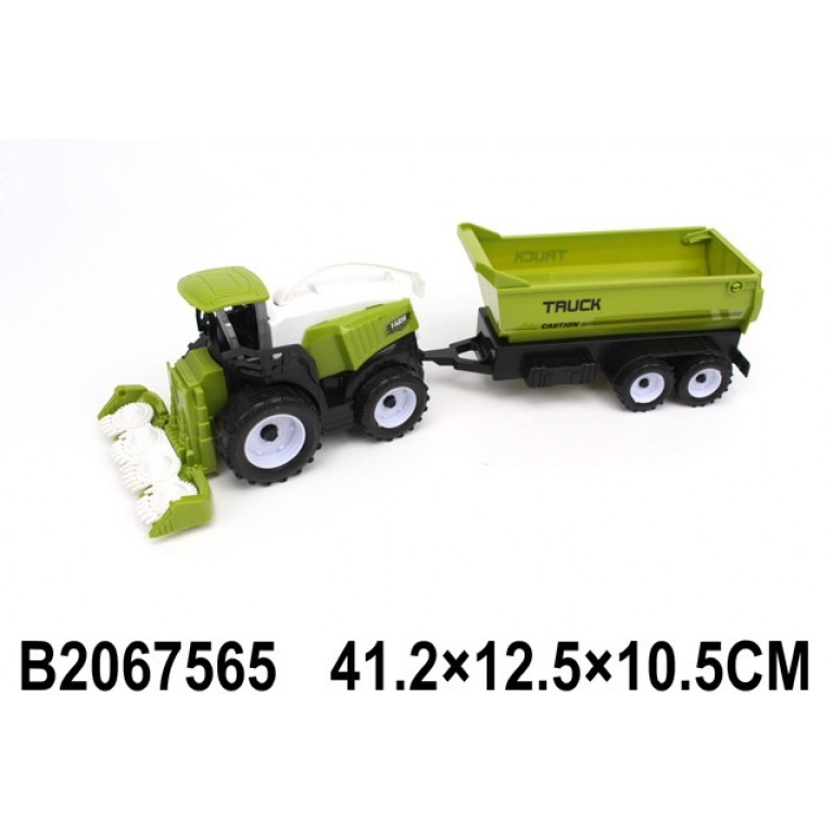 Трактор с прицепом, инерционный, цвет зеленый, 41,2*12,5*10,5 см
