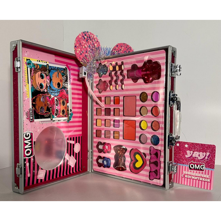 Набор детской декоративной косметики для девочек в чемодане  с ободком mz-888-1 32*7*24 см