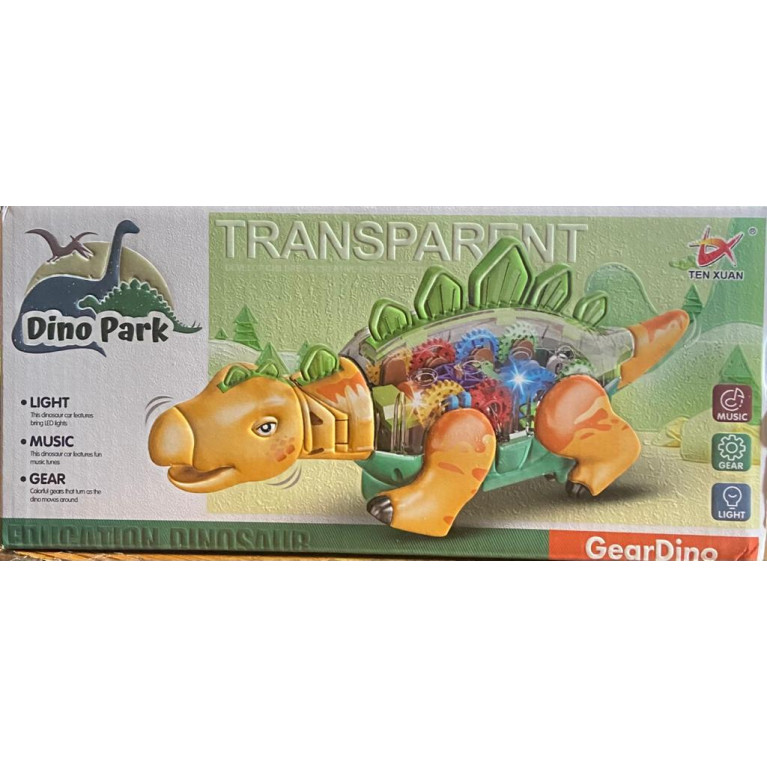 Игрушка динозавр прозрачный с шестирёнками двигается свет,звук