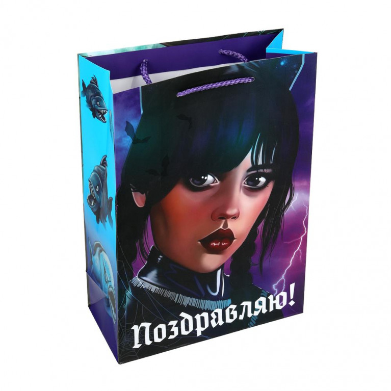 Пакет подарочный МАТОВЫЙ ml,девочка гот,140 гр/м2 ЧУДО ПРАЗДНИК в кор.10*12шт