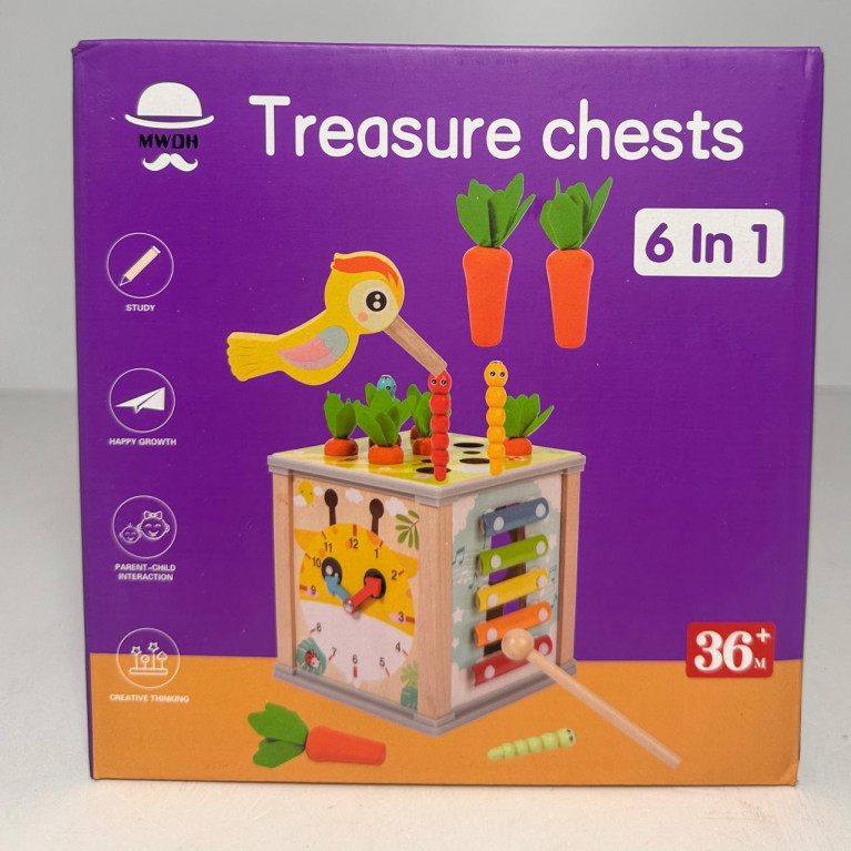 Игрушка  деревянная  сортер куб 6в1 17*16*17 см