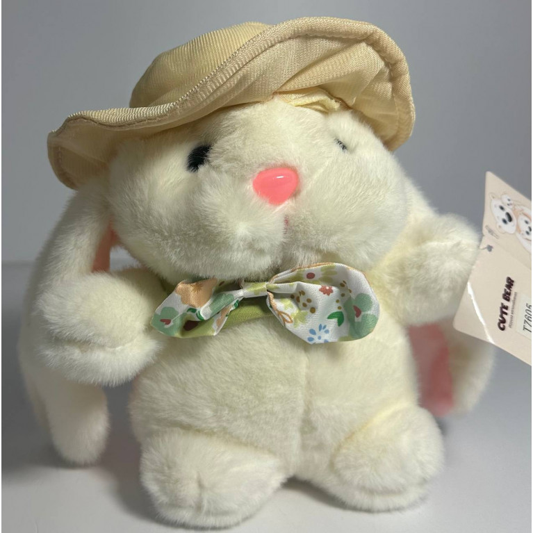 Игрушка мягкая заяц  в шляпе 20 см t7605