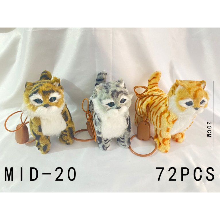 Игрушка кот на поводке 2 звука ,ходит, виляет хвостиком, двигает головой 19*9*20 см