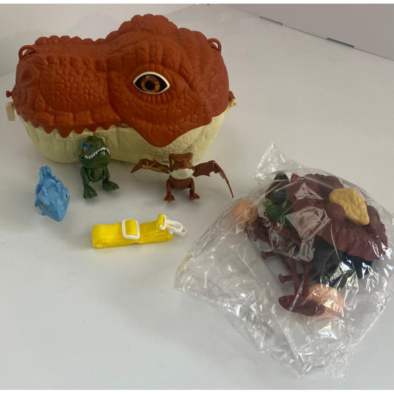 Игрушка голова динозавра сумка +3 динозавра + аксессуары xz-698 25.5*16*16 см ффф