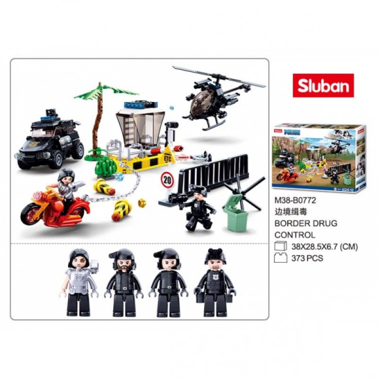 Конструктор пласт. машина с фигурками. 373дет. в русс. кор. в кор.16шт