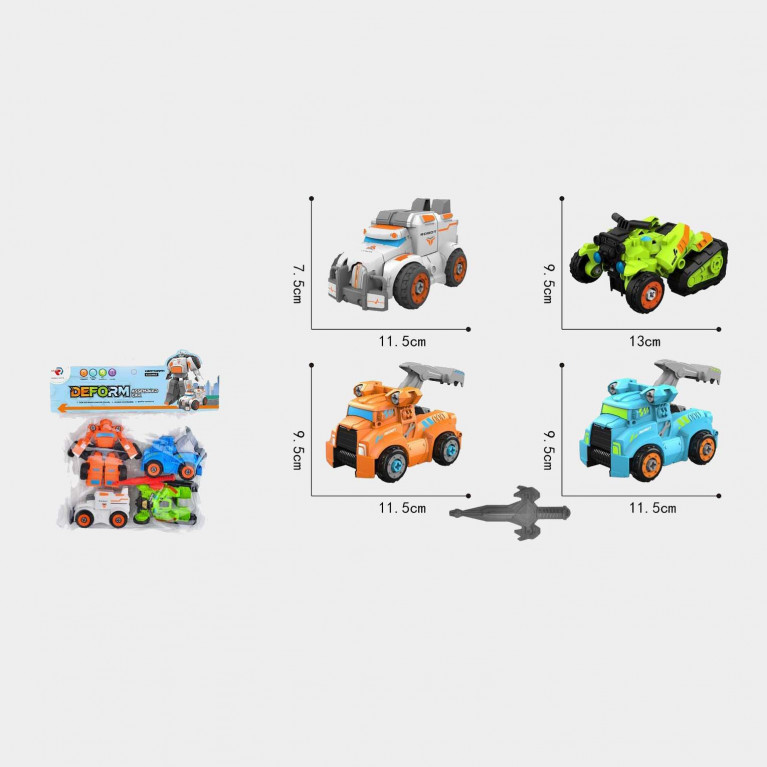 Игрушка набор техника-трансформер ,конструктор в пакете 4в1 с отвёрткой rl589-29d