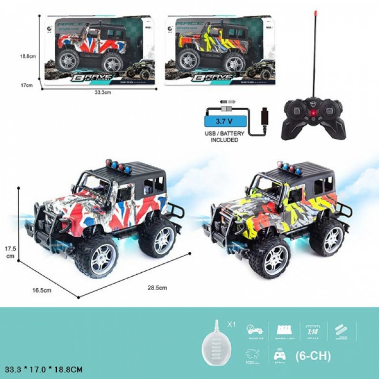 ДЖИП р/у на аккум, со светом, с паром  USB з/у, цвет в ассорт в кор в кор.36шт