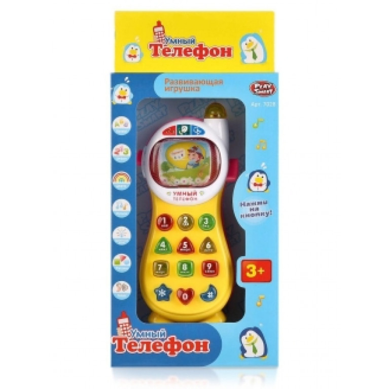 ЛЛЛЛЛ ТЕЛЕФОН ОБУЧАЮЩИЙ НА БАТ. СВЕТ+ЗВУК, РУССИФИЦ. 7028 В РУСС. КОР. 29*13*5СМ в кор.2*30шт