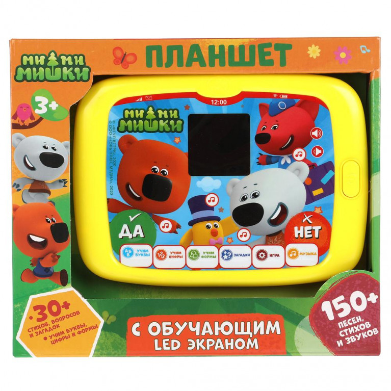 Планшет с обучающим led-экраном Ми-ми-мишки 150 песен, стихов, загадок.кор.бат. Умка в кор.48шт
