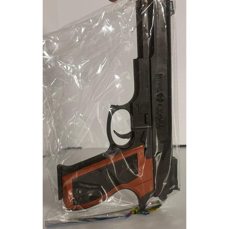 Игрушка пистолет стреляет  пластиковыми пульками в пакете 25 см p89