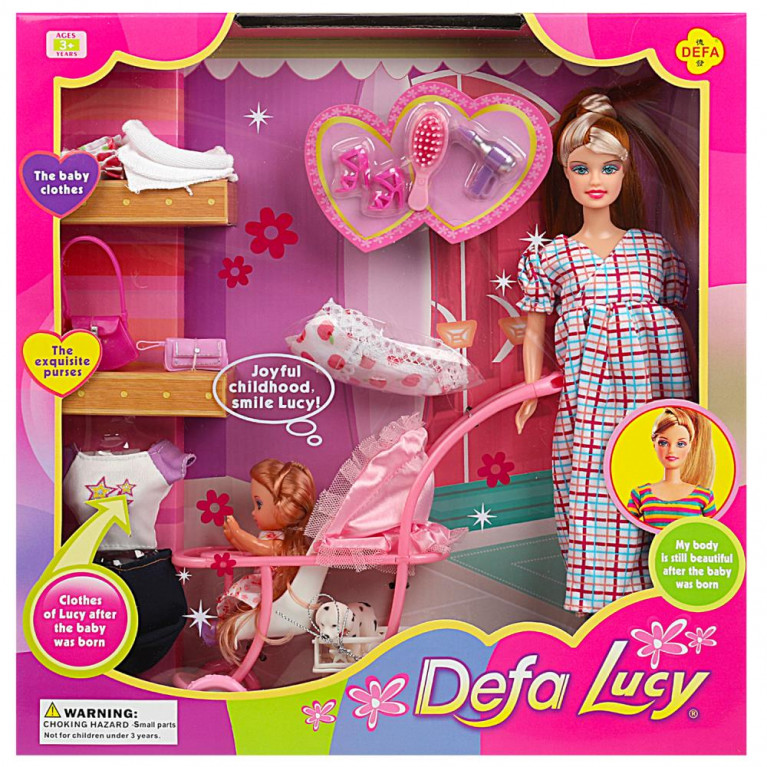 ллллл Набор из 3-х кукол (мама со съемным животом+2 ребенка) с аксесс. в кор. 34*35*6см в кор.24наб