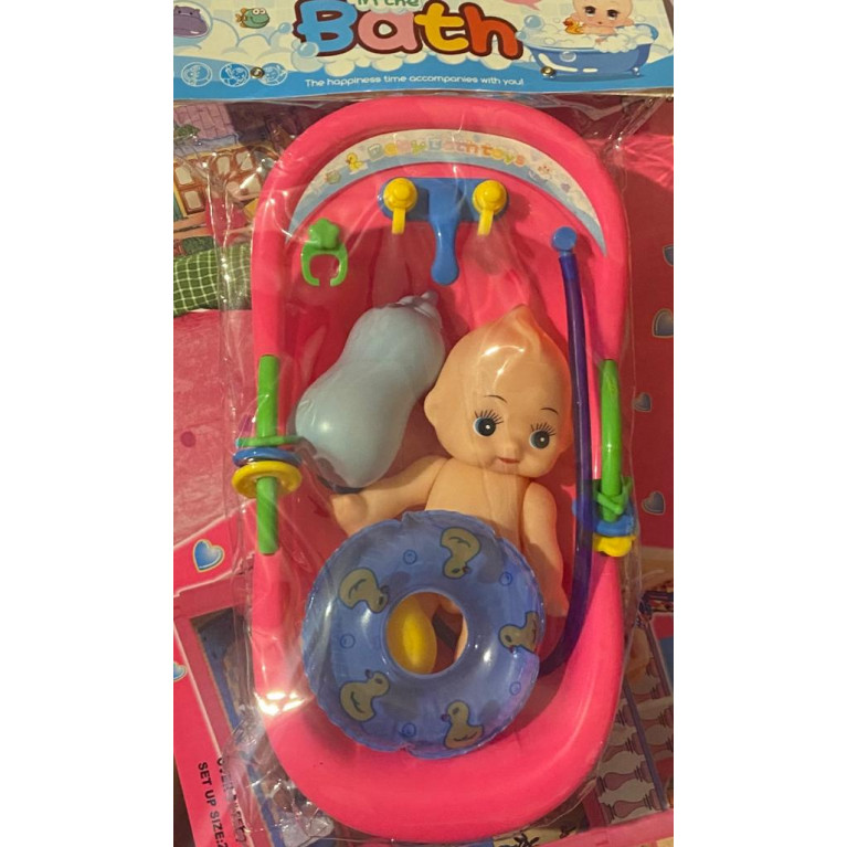 6613 Кукла пупс в ванной с игрушками в пакете.23*15*6