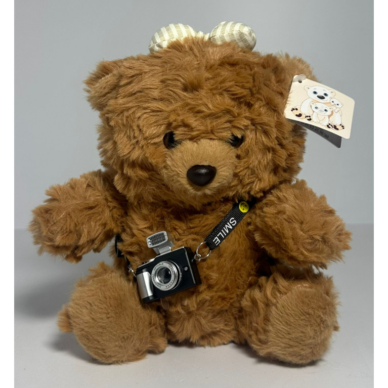 Игрушка мягкая медведь с фотоаппаратом 22 см t6885-22