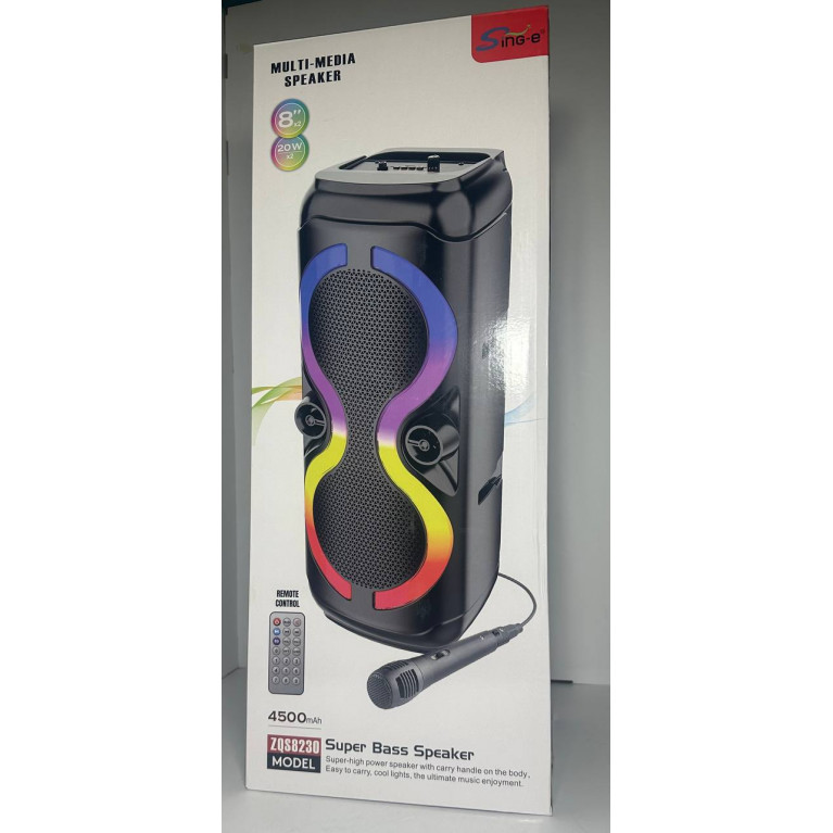 Колонка музыкальная , свет , пульт, микрофон в коробке 66*26*25 см zq8230