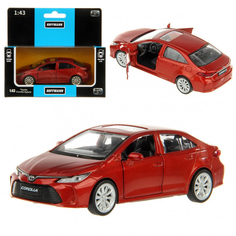 Машина металлическая 1:43 Toyota Corolla Hybrid двери откр., цв. красный, инерция 126396