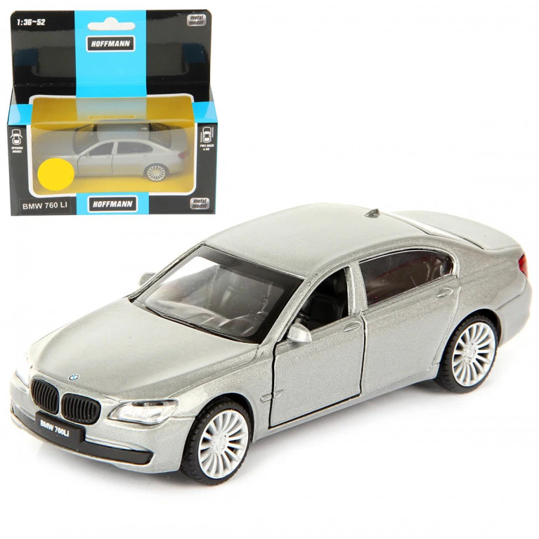 Машина металлическая 1:46 BMW 760 LI. Дв.Откр., цв. сереб., инерц.  58008