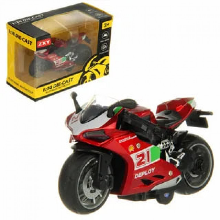 Мотоцикл металлический инерц. 15х7.5х10.5 см. 133437