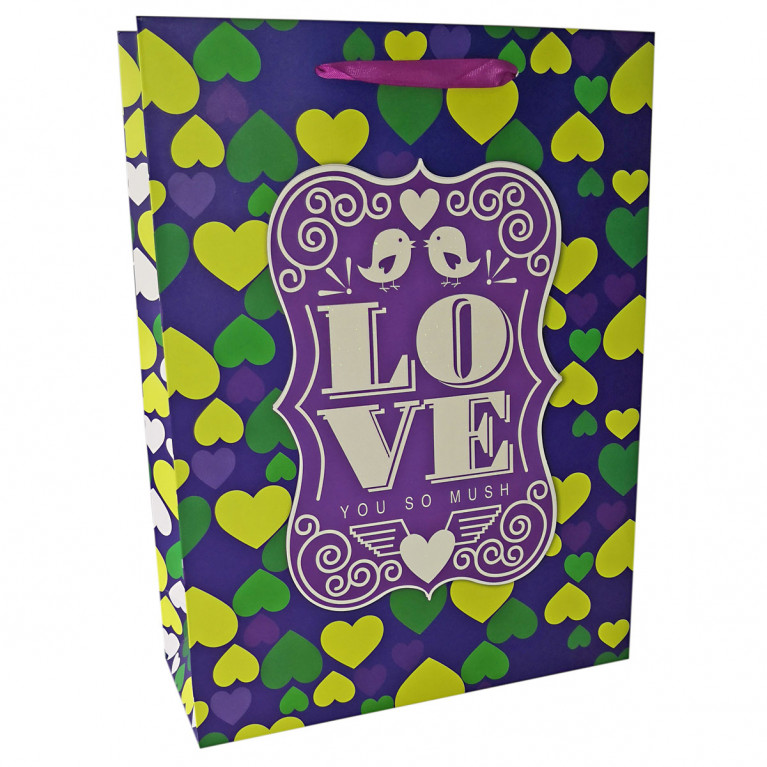 Сумка плотная  40x30x12 декор аппликация и блестки, ручки-ленточки 44585