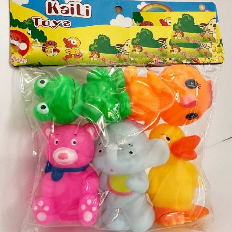 K8005  Набор "Животные игрушки пищалки" в пакете, 5 предметов.22*21*6