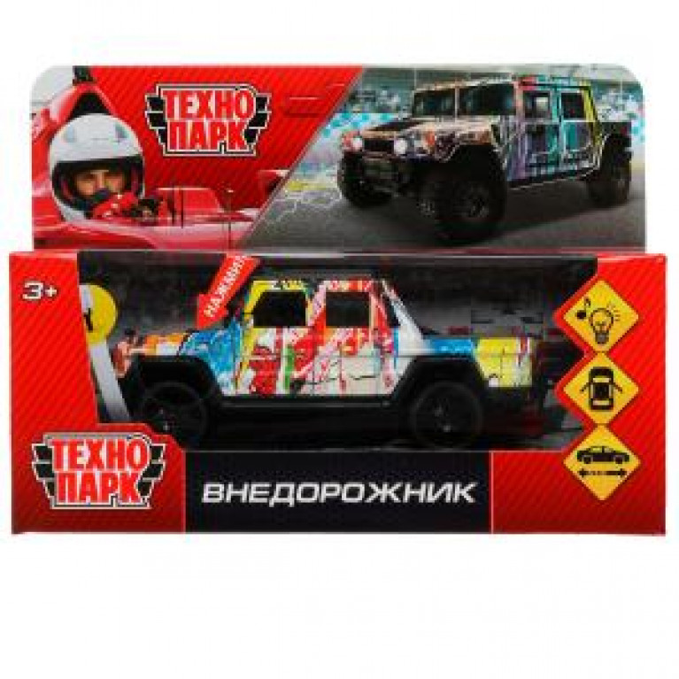 ааааа Машина металл свет-звук ВНЕДОРОЖНИК 12 см, дв. багаж., инерц., кор. Технопарк в кор.2*120шт