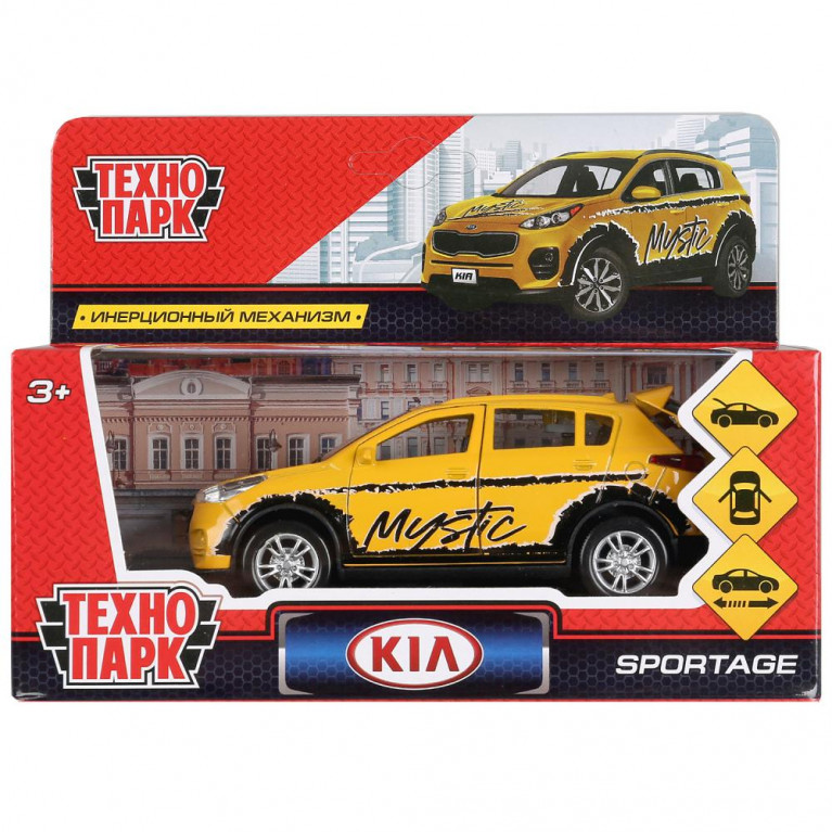 Машина металл KIA SPORTAGE СПОРТ длина 12 см, двери, багаж, инерц, кор. Технопарк в кор.2*36шт