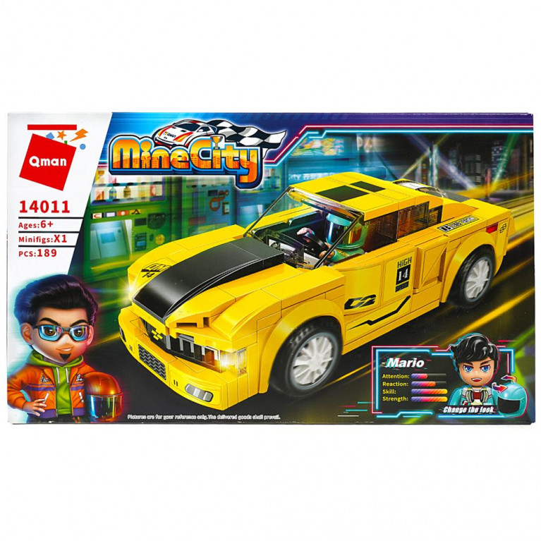 Конструктор пласт. машинка с фигуркой, 189дет. в кор. в кор.48шт