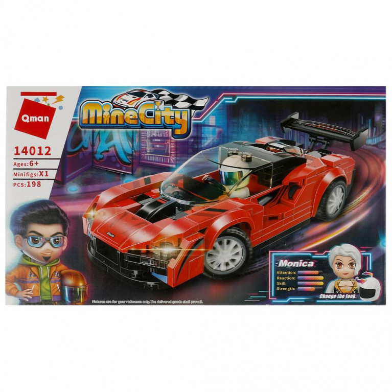 Конструктор пласт. машинка с фигуркой, 198дет. в кор. в кор.48шт