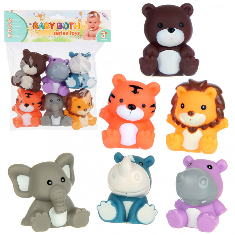 Игрушка для ванной - набор "Джунгли", 6 шт, пакет с хеддерм