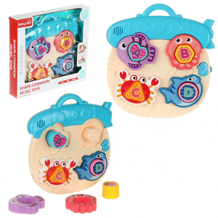 Развивающая игрушка "Сортер Водный мир" синий, на бат, свет/звук, 26-24-6 см, в кор.