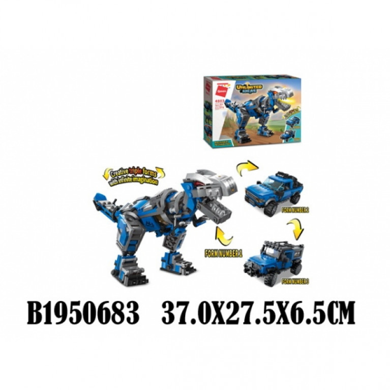 ллллл  Конструктор пласт. машина-динозавр 375дет. в кор. в кор.12шт