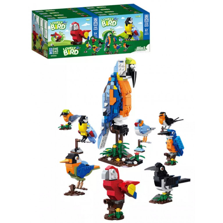 Конструктор   991003 "Птицы" в дисплеи 8 видов