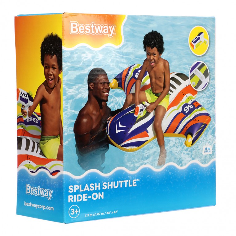 41503 BW, Bestway, Надувная игрушка-наездник 117x107см "Космический Корабль" с ручками и встроенным водянным пистоле, уп.8