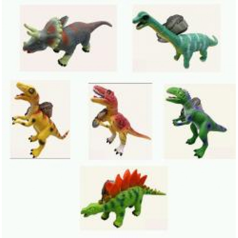 Пластизол. игрушка Динозавр в ассортименте (звуковая, 6 видов),№021-1/022-1/023-1/024-1/025-1/026-1, 30/60 шт.