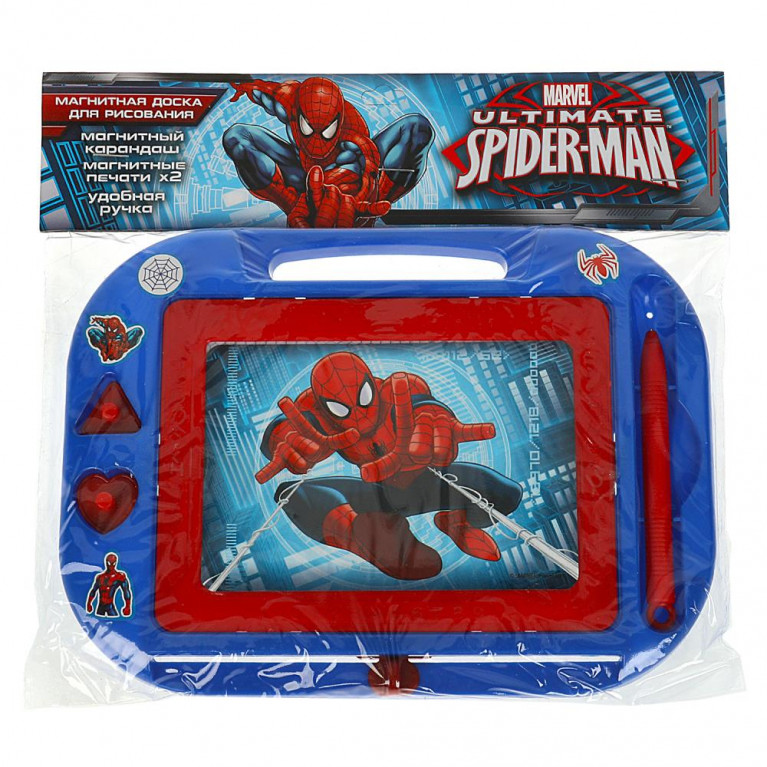Доска для рисования человек-паук, магнитная, 2 штампа, 21*15см ИГРАЕМ ВМЕСТЕ в кор.2*100шт