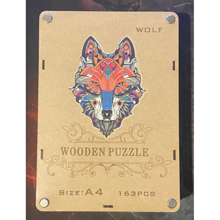 Деревянный пазл для детей и взрослых A4 волк wooden puzzle 163 шт