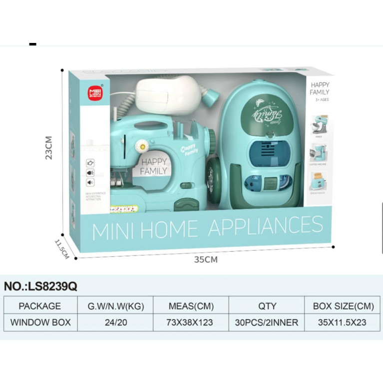 Игрушка Набор бытовой техники швейная машинка + пылесос , свет, звук 35*11.5*23 см ls8239q