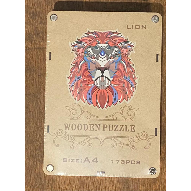 Деревянный пазл для детей и взрослых A4  лев wooden puzzle 173шт