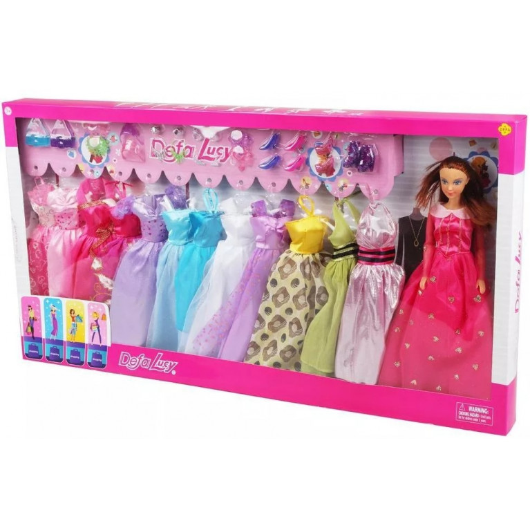 Игровой набор "Модница", в наборе 12 платьев и 24 аксесс., в ассорт., кукла. 66*5.5*34 см