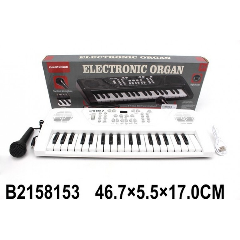 ффф Синтезатор с микрофоном, 37 клавиш,  USB зарядное устройство в/к 46,5*5,5*17 см  ltq-686-2