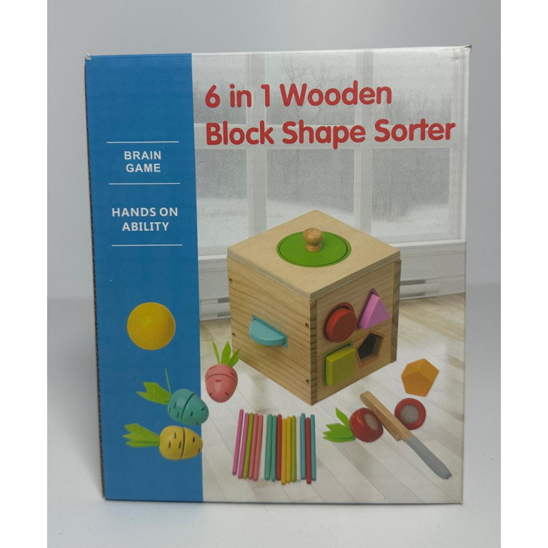 Игрушка развивающая деревянный сортер 6в1 14*13,5*17 см