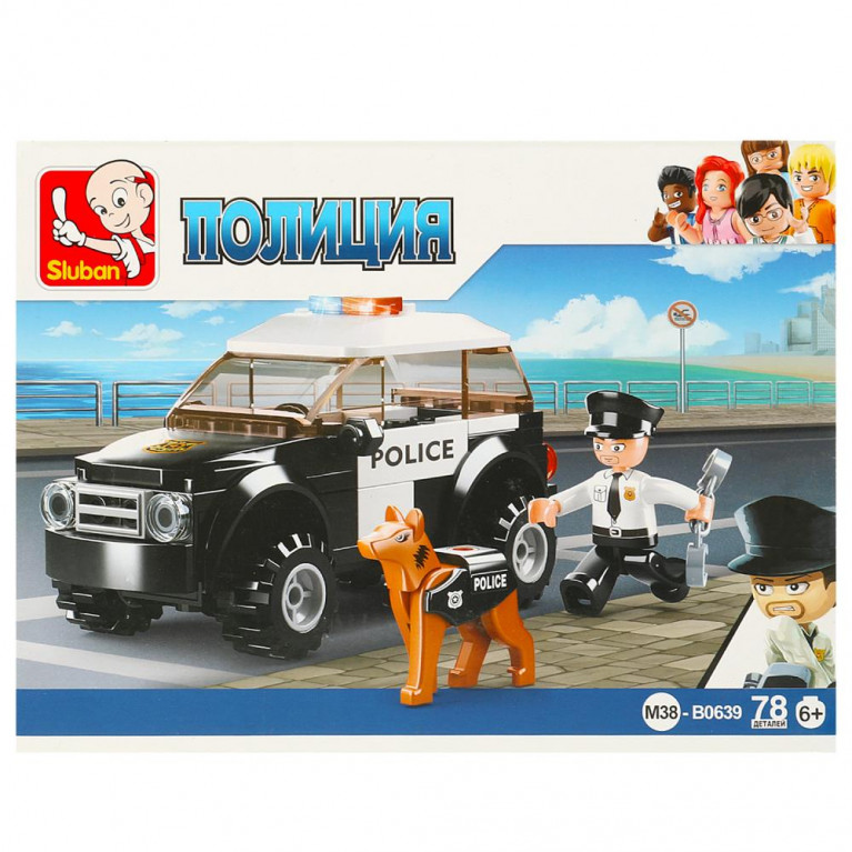 Конструктор пласт. полиция, машина с фигуркой, 78дет. в русс. кор. 19*14,1*4,5см в кор.72шт