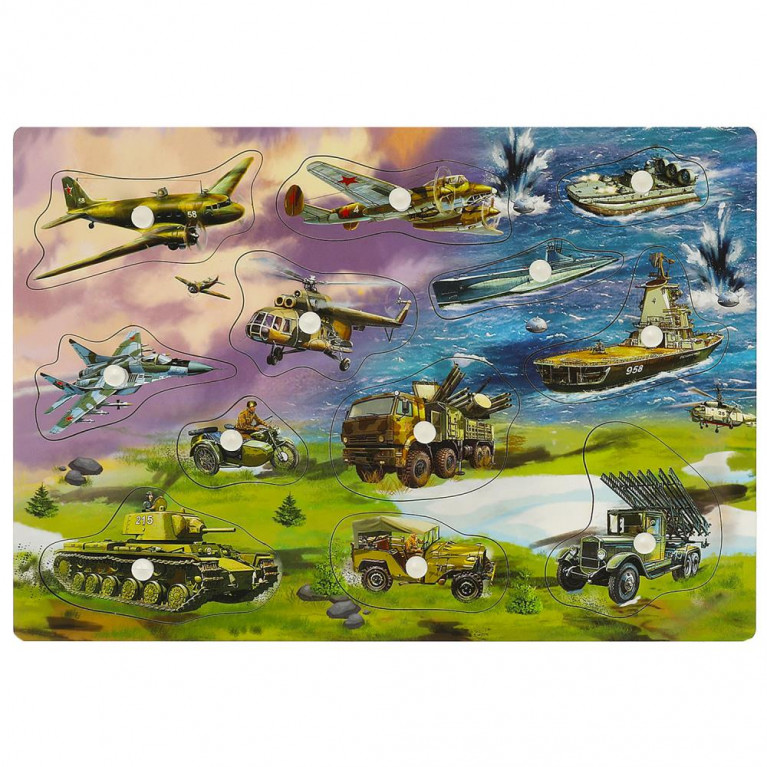 Игрушка деревянная рамка-вкладыш с ручками 28*19,5 см,термопак Буратино в кор.20шт