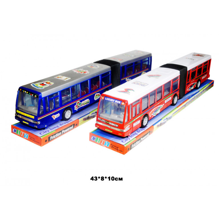 Игрушка автобус инерц. 2 цвета 856 43*8*10 см