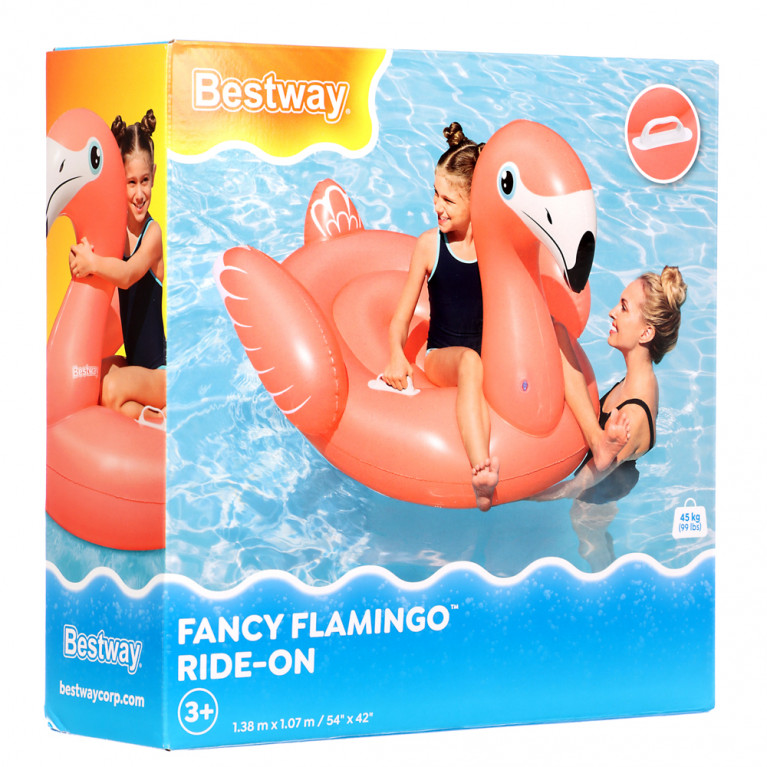 41525 BW, Bestway, Надувная игрушка-наездник 138х107см "Фламинго", от 3 лет, уп.8