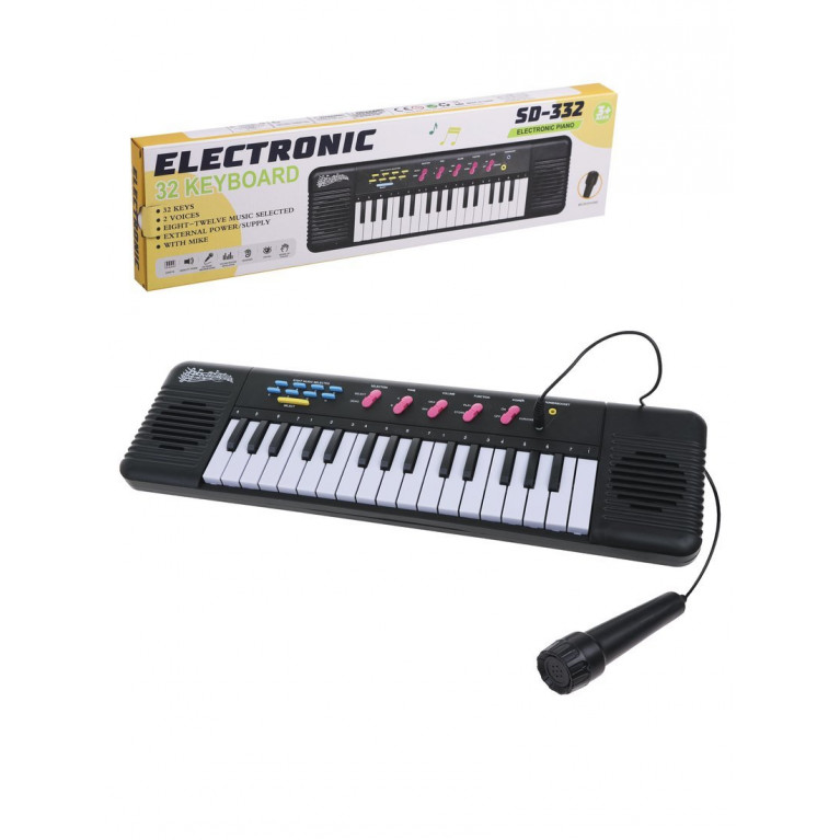 Музыкальный инструмент: Синтезатор, 32 клавиши, микрофон, эл. пит. ААх4 не вх. в комплект, коробка SD-332