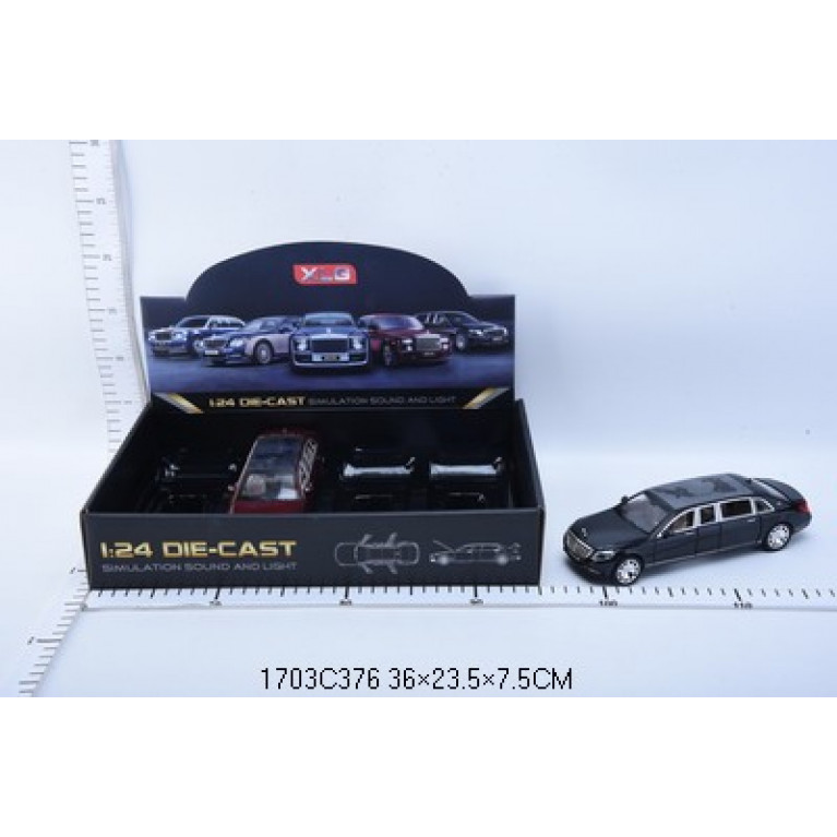 Машина металл без коробки свет, звук ,открываются двери ,багажник, капот,  1:24