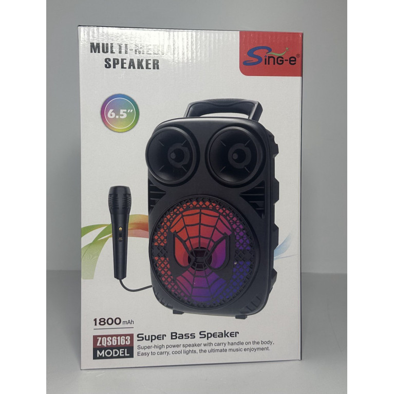 Колонка музыкальная  с микрофоном , свет  в коробке 20*14*30 см zq6163